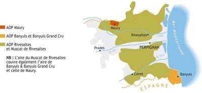 Aires d'appellations Vins Doux Naturels